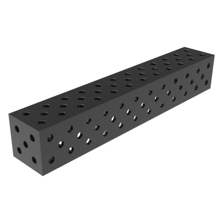 Blocco di collegamento 1200x200x200mm per tavoli saldatura GPPH SteelExpert fori 28mm griglia diagonale