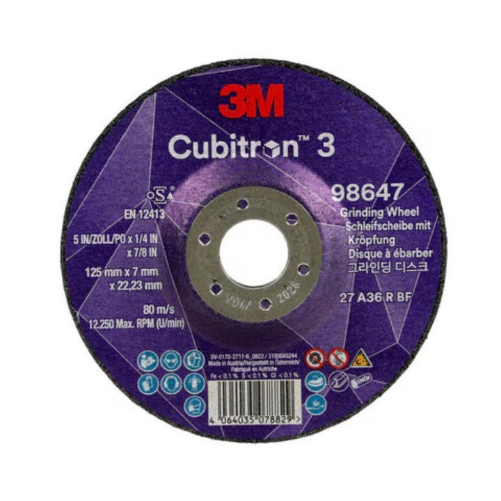 Disco abrasivo da sbavo 3M Cubitron 3 125mm a centro depresso