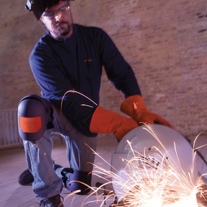 Ginocchiere articolate Jackson Safety Ultra-Flex grigie con gusci esterni in plastica