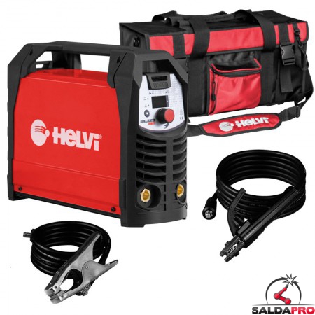 Saldatrice inverter Helvi Galileo 160 per saldatura MMA e TIG 5-160A in Kit con borsa e accessori
