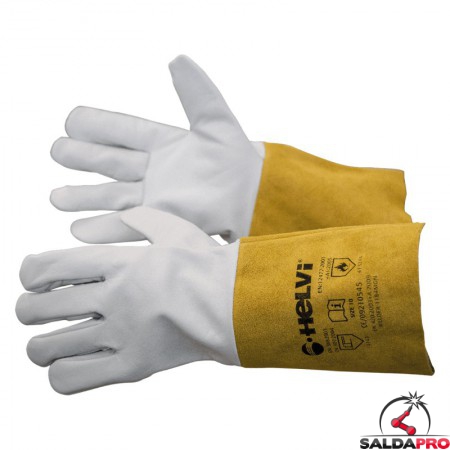 Guanti per saldatura TIG Helvi con palmo e dorso in pelle pieno fiore (tg,9-10)