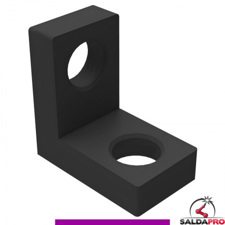 Squadra di battuta 75x75mm sinistra GPPH per tavoli saldatura SteelExpert, spessore 25mm, fori 28mm