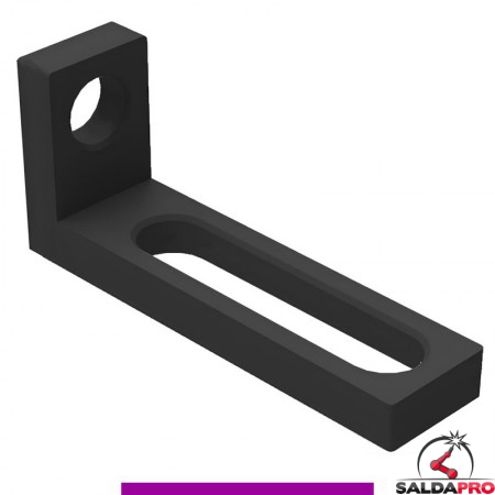 Squadra di battuta 75x185mm sinistra GPPH per tavoli saldatura SteelExpert, spessore 25mm, fori 28mm