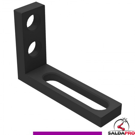 Squadra di battuta 125x185mm sinistra GPPH per tavoli saldatura SteelExpert, spessore 25mm, fori 28mm