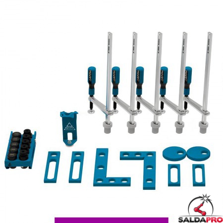 Set 25 accessori di serraggio per tavoli saldatura SteelExpert GPPH, fori 28mm