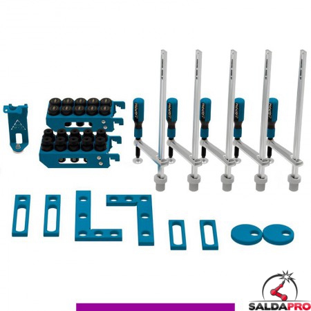 Set 36 accessori di serraggio per tavoli saldatura SteelExpert GPPH, fori 28mm