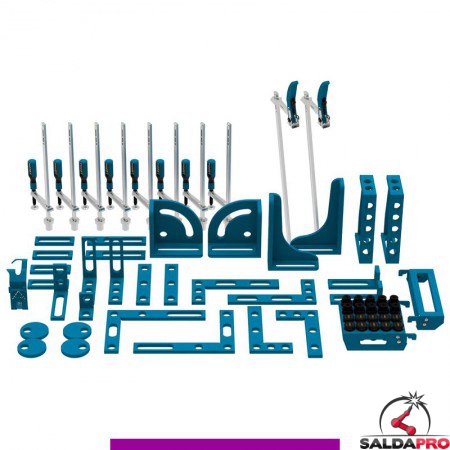Set 64 accessori di serraggio per tavoli saldatura SteelExpert GPPH, fori 28mm