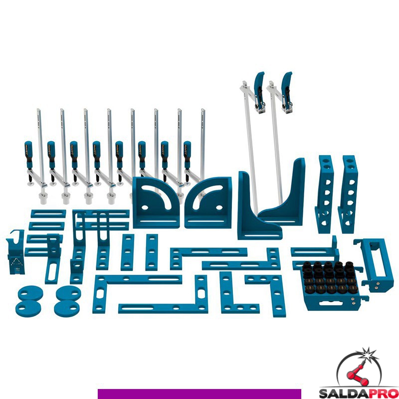 Set 64 accessori di serraggio per tavoli saldatura SteelExpert GPPH, fori 28mm Set 64 accessori di serraggio per tavoli saldatura SteelExpert GPPH, fori 28mm