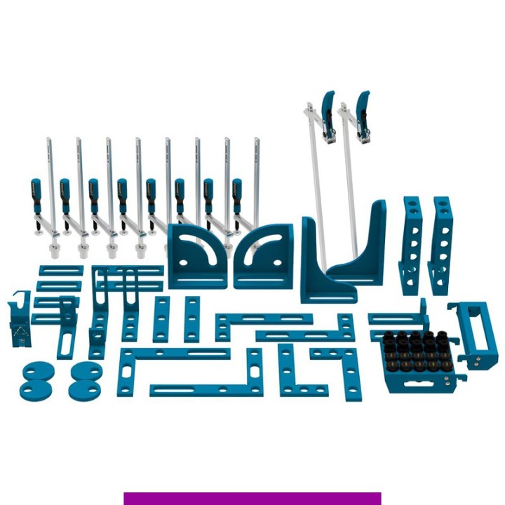 Set 64 accessori di serraggio per tavoli saldatura SteelExpert GPPH, fori 28mm
