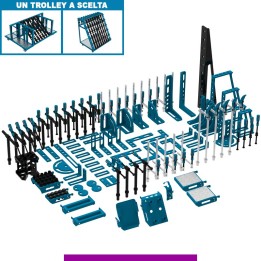 Set 134 accessori di serraggio per tavoli saldatura SteelExpert GPPH, fori 28mm con trolley