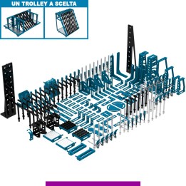 Set 190 accessori di serraggio per tavoli saldatura SteelExpert GPPH, fori 28mm con trolley