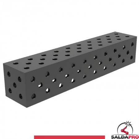 Blocco di collegamento 1000x200x200mm per tavoli saldatura GPPH SteelMax, spessore 15mm fori 28mm griglia diagonale