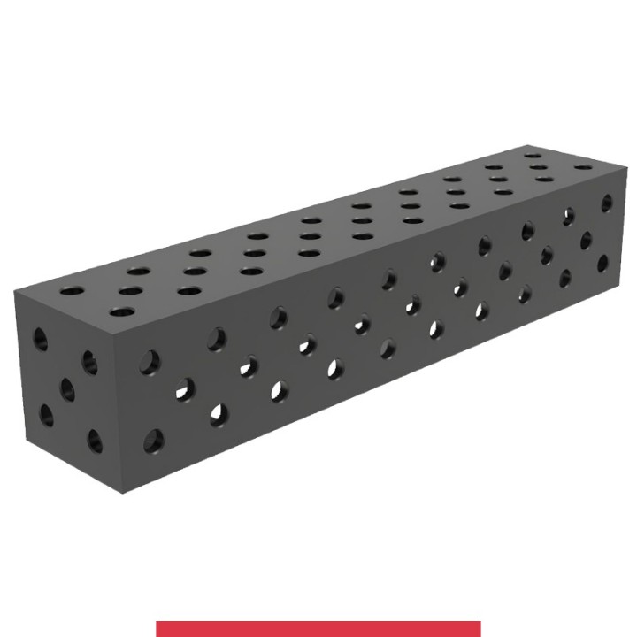 Blocco di collegamento 1000x200x200mm per tavoli saldatura GPPH SteelMax, spessore 15mm fori 28mm griglia diagonale