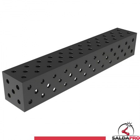 Blocco di collegamento 1200x200x200mm per tavoli saldatura GPPH SteelMax, spessore 15mm fori 28mm griglia diagonale