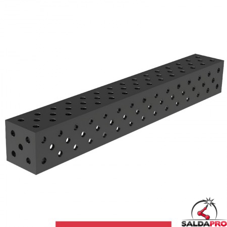 Blocco di collegamento 1500x200x200mm per tavoli saldatura GPPH SteelMax, spessore 15mm fori 28mm griglia diagonale