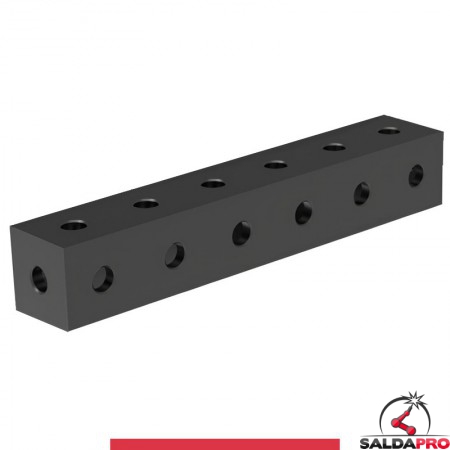 Blocco di collegamento 600x100x100mm per tavoli saldatura GPPH SteelMax, spessore 15mm fori 28mm
