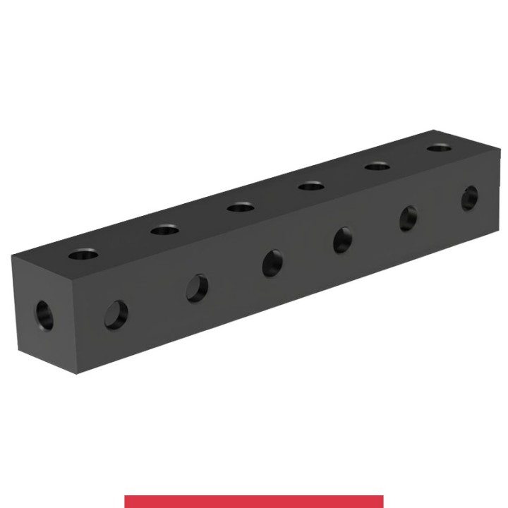Blocco di collegamento 600x100x100mm per tavoli saldatura GPPH SteelMax, spessore 15mm fori 28mm