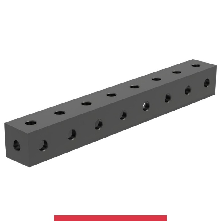 Blocco di collegamento 800x100x100mm per tavoli saldatura GPPH SteelMax, spessore 15mm fori 28mm