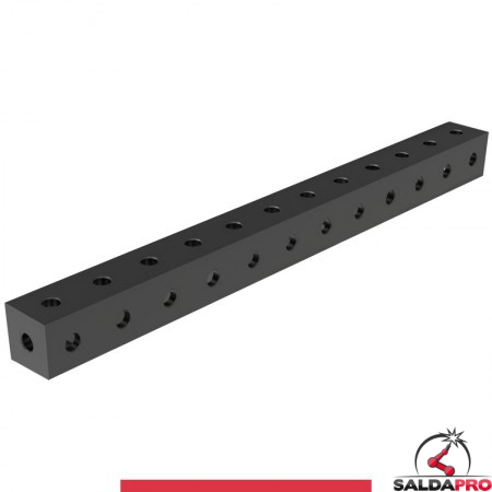 Blocco di collegamento 1200x100x100mm per tavoli saldatura GPPH SteelMax, spessore 15mm fori 28mm