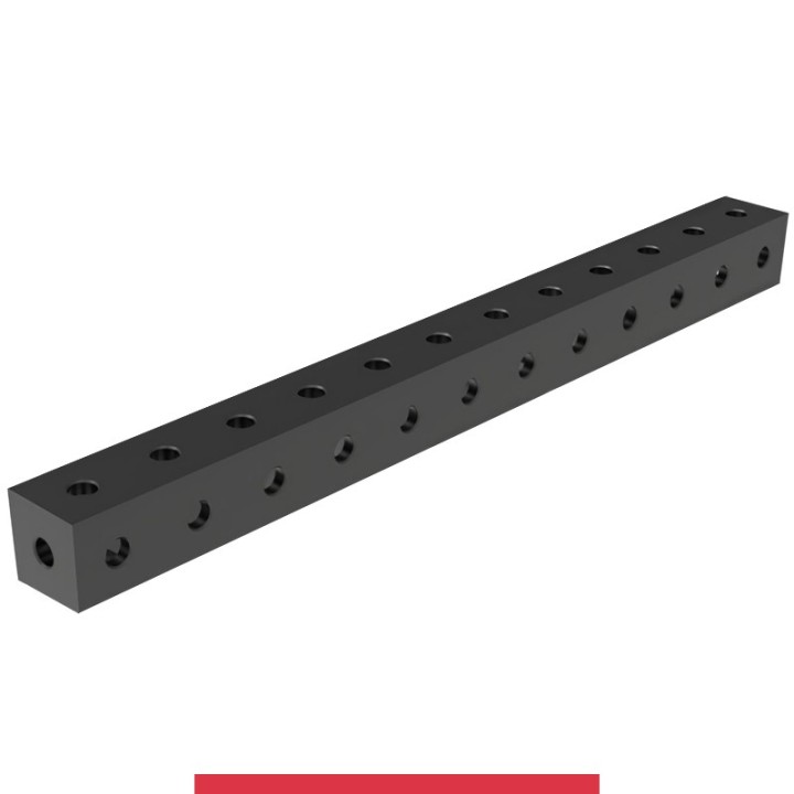 Blocco di collegamento 1200x100x100mm per tavoli saldatura GPPH SteelMax, spessore 15mm fori 28mm