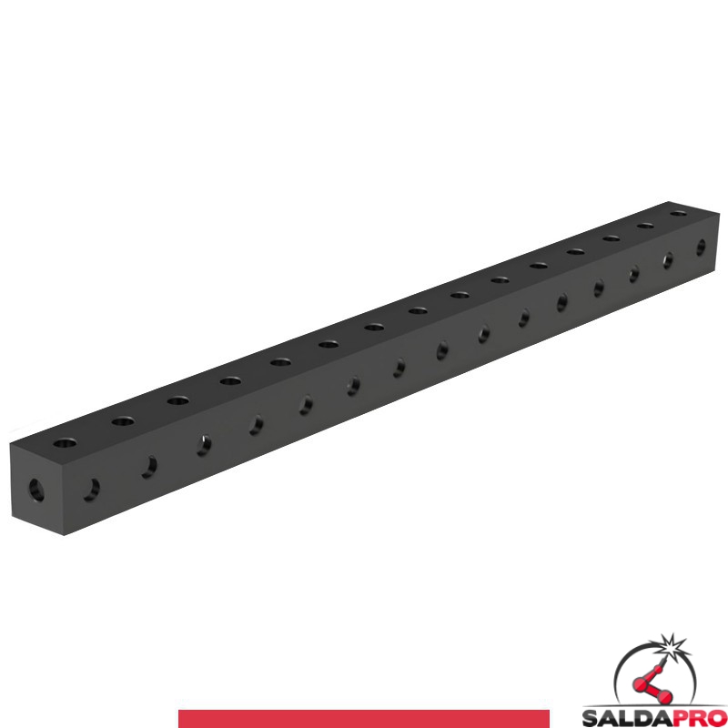 Blocco di collegamento 1500x100x100mm per tavoli saldatura GPPH SteelMax, spessore 15mm fori 28mm