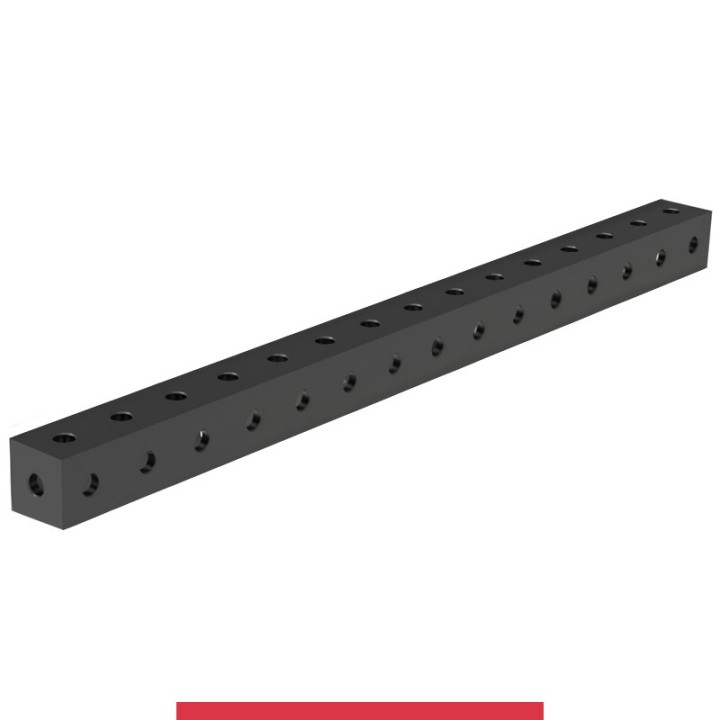 Blocco di collegamento 1500x100x100mm per tavoli saldatura GPPH SteelMax, spessore 15mm fori 28mm