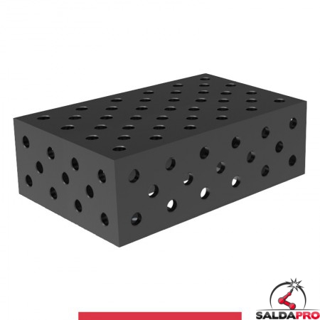 Blocco di collegamento 600x400x200mm per tavoli saldatura GPPH SteelMax, spessore 15mm fori 28mm griglia diagonale