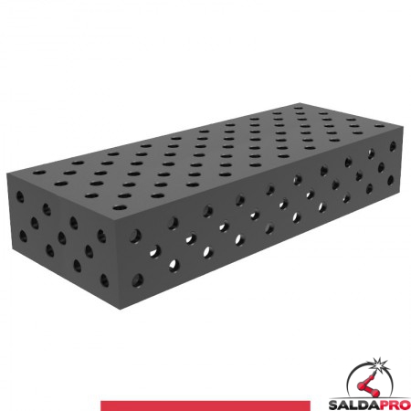 Blocco di collegamento 1000x400x200mm per tavoli saldatura GPPH SteelMax, spessore 15mm fori 28mm griglia diagonale