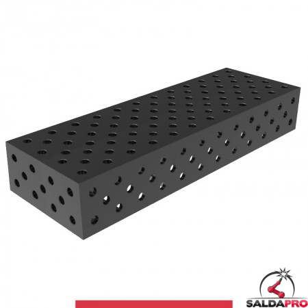 Blocco di collegamento 1200x400x200mm per tavoli saldatura GPPH SteelMax, spessore 15mm fori 28mm griglia diagonale