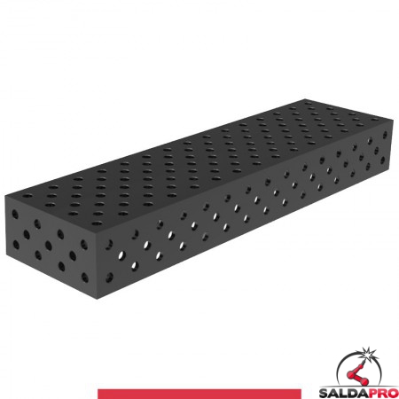Blocco di collegamento 1500x400x200mm per tavoli saldatura GPPH SteelMax, spessore 15mm fori 28mm griglia diagonale