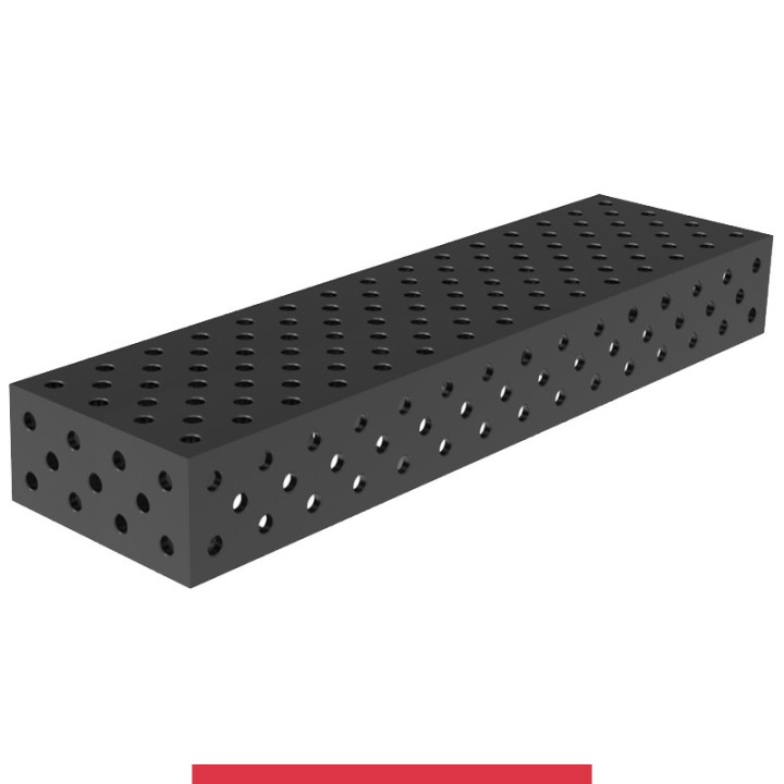 Blocco di collegamento 1500x400x200mm per tavoli saldatura GPPH SteelMax, spessore 15mm fori 28mm griglia diagonale