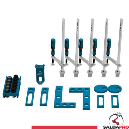Set 25 accessori di serraggio per tavoli saldatura SteelMax GPPH, fori 28mm