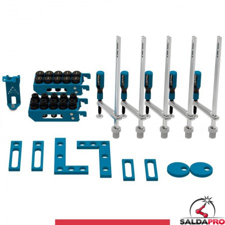 Set 36 accessori di serraggio per tavoli saldatura SteelMax GPPH, fori 28mm