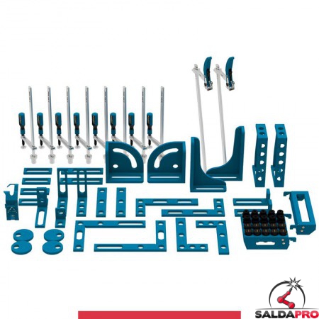 Set 64 accessori di serraggio per tavoli saldatura SteelMax GPPH, fori 28mm