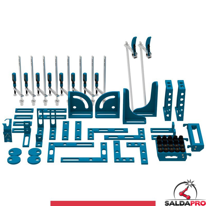 Set 64 accessori di serraggio per tavoli saldatura SteelMax GPPH, fori 28mm Set 64 accessori di serraggio per tavoli saldatura SteelMax GPPH, fori 28mm