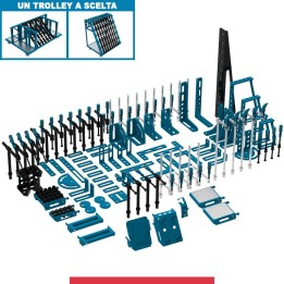Set 134 accessori di serraggio per tavoli saldatura SteelMax GPPH, fori 28mm con trolley