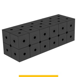 Blocco di collegamento 600x200x200mm per tavoli saldatura GPPH SteelPlus, spessore 12mm fori 16mm griglia diagonale