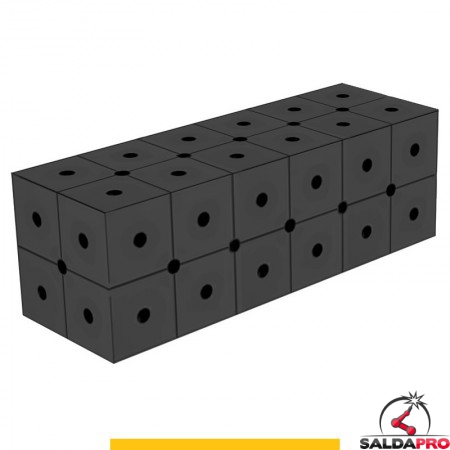 Blocco di collegamento 600x200x200mm per tavoli saldatura GPPH SteelPlus, spessore 12mm fori 16mm griglia diagonale