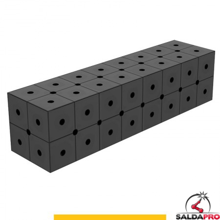 Blocco di collegamento 800x200x200mm per tavoli saldatura GPPH SteelPlus, spessore 12mm fori 16mm griglia diagonale