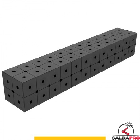 Blocco di collegamento 1200x200x200mm per tavoli saldatura GPPH SteelPlus, spessore 12mm fori 16mm griglia diagonale