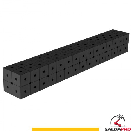 Blocco di collegamento 1500x200x200mm per tavoli saldatura GPPH SteelPlus, spessore 12mm fori 16mm griglia diagonale