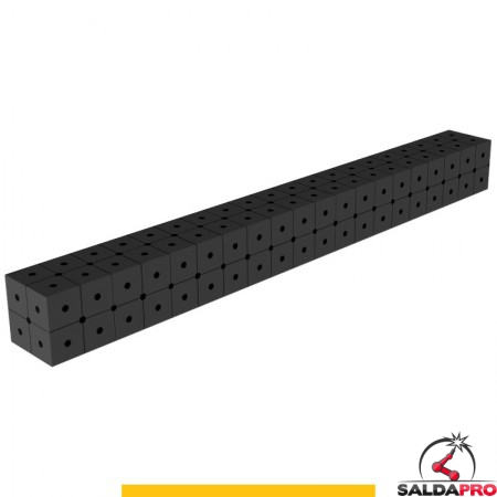 Blocco di collegamento 2000x200x200mm per tavoli saldatura GPPH SteelPlus, spessore 12mm fori 16mm griglia diagonale