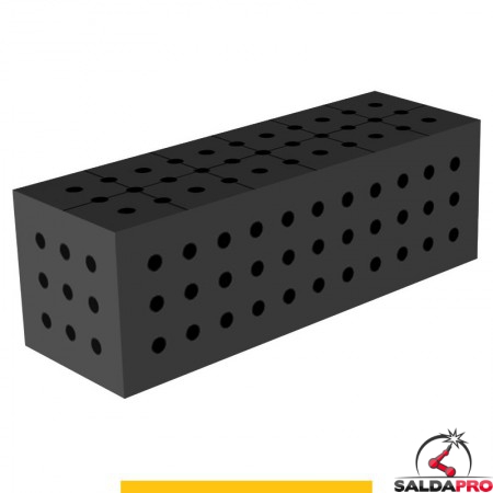 Blocco di collegamento 600x200x200mm per tavoli saldatura GPPH SteelPlus, spessore 12mm fori 16mm griglia 50x50mm
