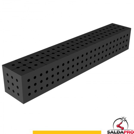 Blocco di collegamento 1200x200x200mm per tavoli saldatura GPPH SteelPlus, spessore 12mm fori 16mm griglia 50x50mm