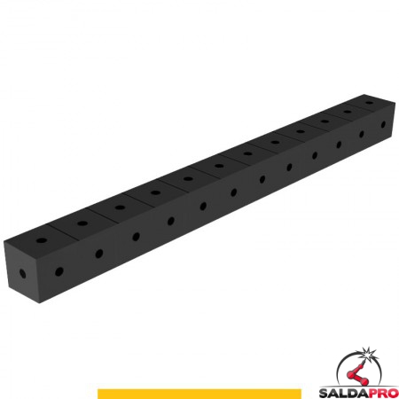 Blocco di collegamento 1200x100x100mm per tavoli saldatura GPPH SteelPlus, spessore 12mm fori 16mm griglia 100x100mm