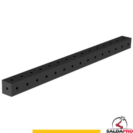 Blocco di collegamento 1500x100x100mm per tavoli saldatura GPPH SteelPlus, spessore 12mm fori 16mm griglia 100x100mm
