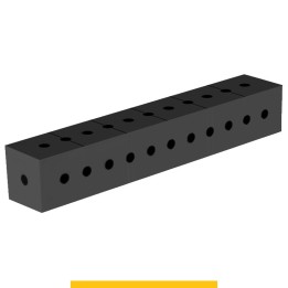 Blocco di collegamento 600x100x100mm per tavoli saldatura GPPH SteelPlus, spessore 12mm fori 16mm griglia 50x50mm