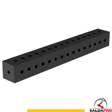 Blocco di collegamento 800x100x100mm per tavoli saldatura GPPH SteelPlus, spessore 12mm fori 16mm griglia 50x50mm