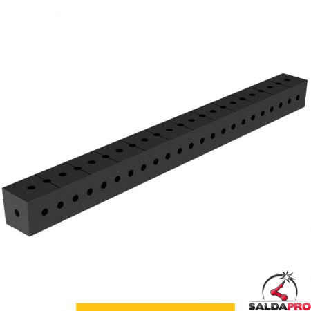Blocco di collegamento 1200x100x100mm per tavoli saldatura GPPH SteelPlus, spessore 12mm fori 16mm griglia 50x50mm