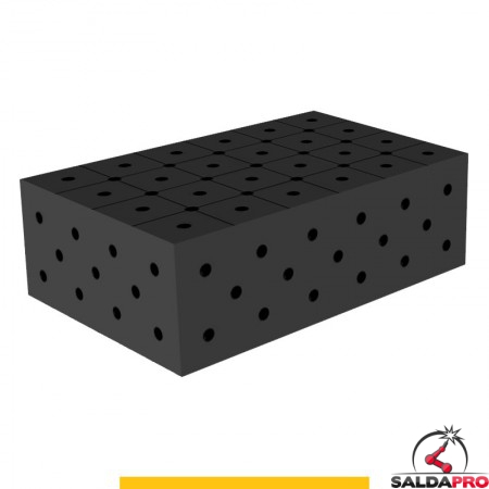 Blocco di collegamento 600x400x200mm per tavoli saldatura GPPH SteelPlus, spessore 12mm fori 16mm griglia diagonale